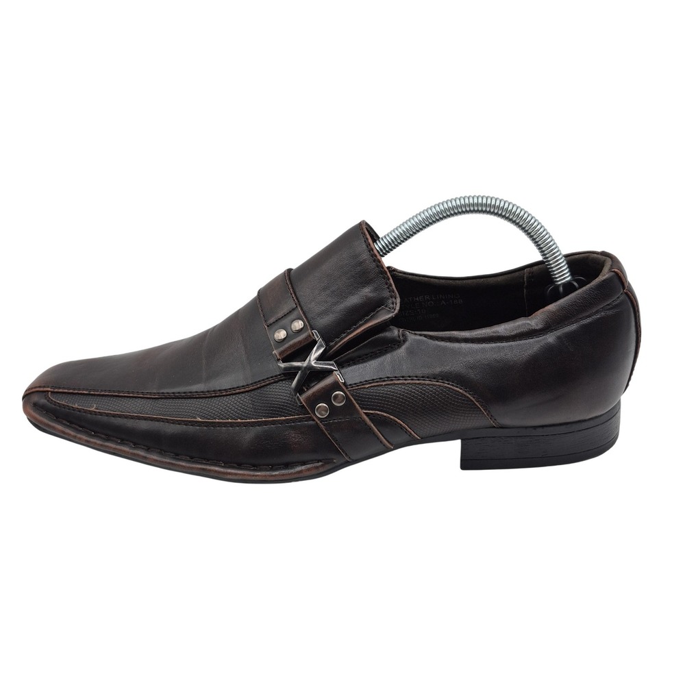 Bonafini Shoes Mens Size 10 Brown Monk Strap Dress‎ Square Toe Aged Loafers